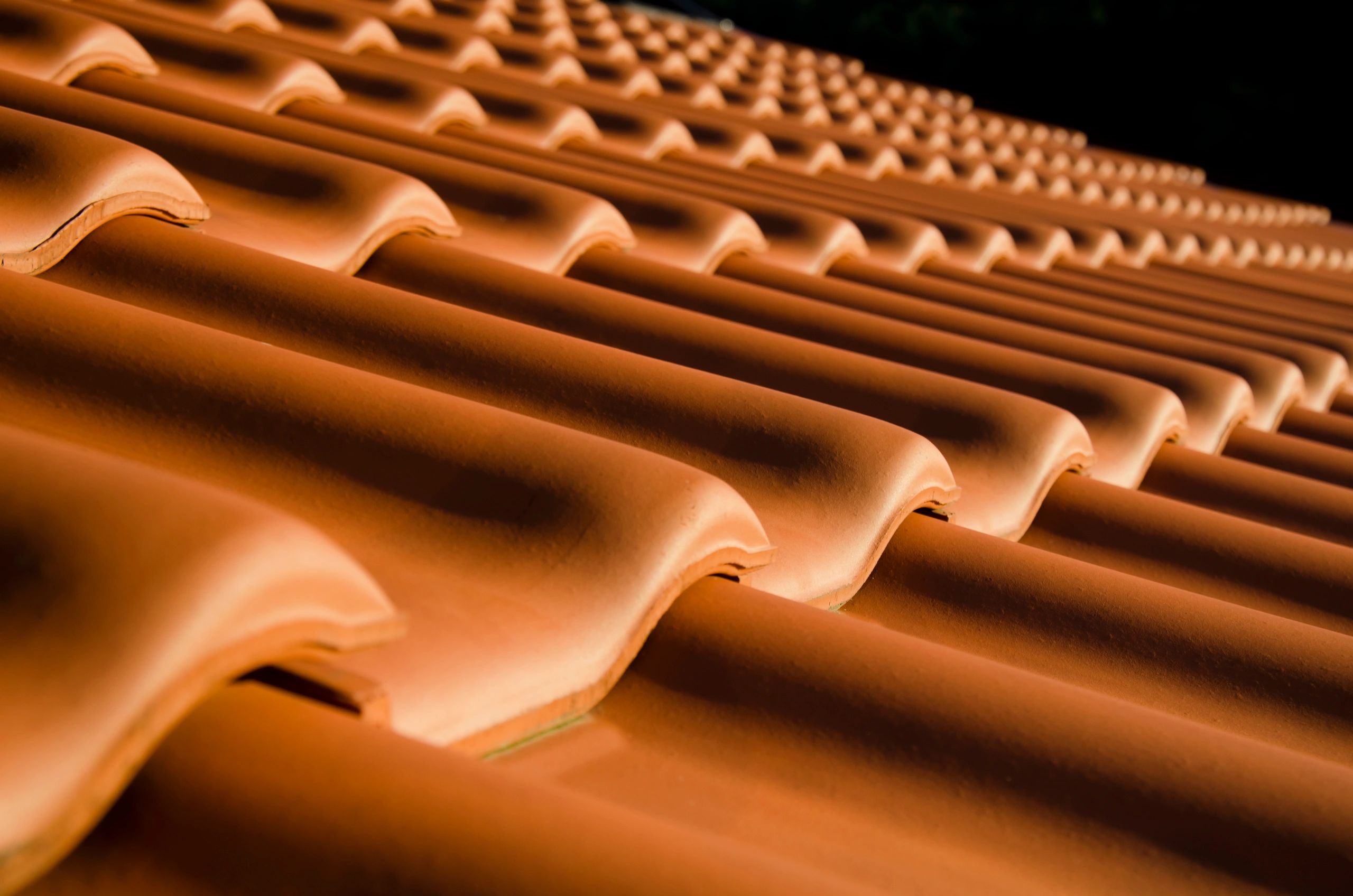 Newly installed residential roof shingles detail